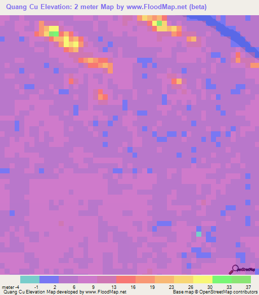 Quang Cu,Vietnam Elevation Map