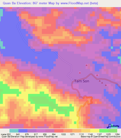 Quan Ba,Vietnam Elevation Map