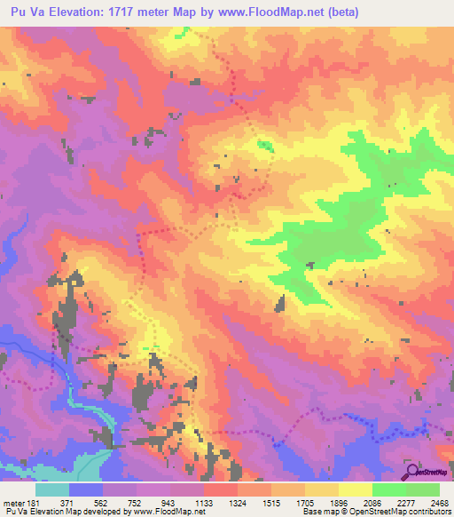 Pu Va,Vietnam Elevation Map