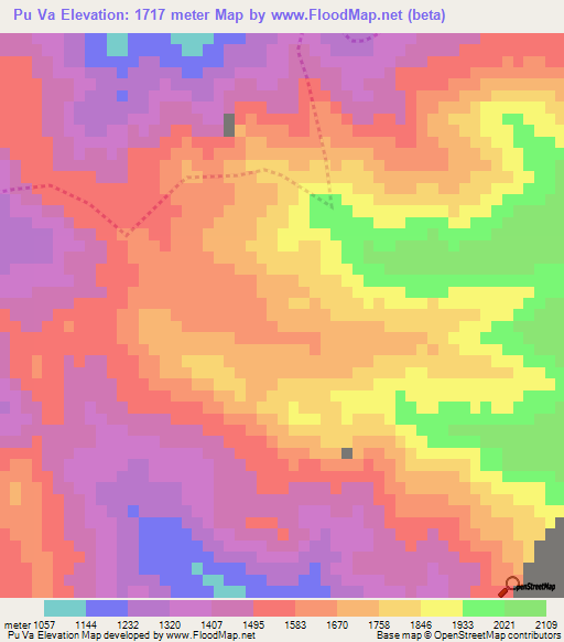 Pu Va,Vietnam Elevation Map