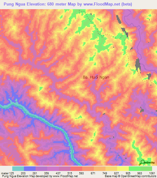 Pung Ngua,Vietnam Elevation Map