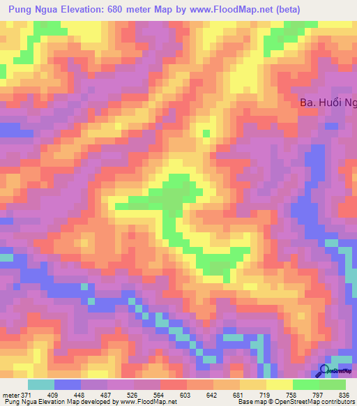 Pung Ngua,Vietnam Elevation Map