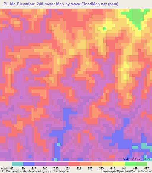 Pu Ma,Vietnam Elevation Map