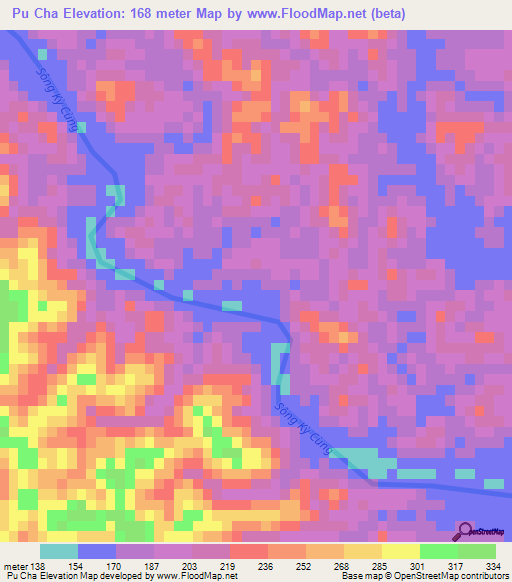 Pu Cha,Vietnam Elevation Map