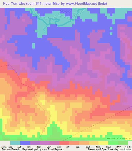 Pou Yon,Vietnam Elevation Map