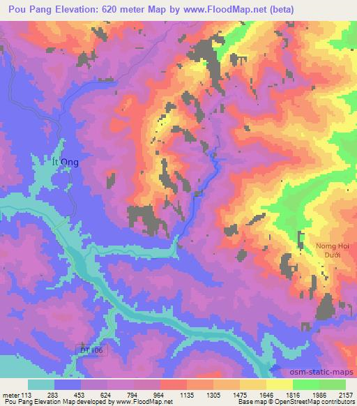 Pou Pang,Vietnam Elevation Map