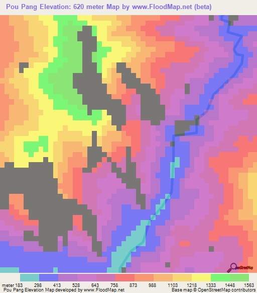 Pou Pang,Vietnam Elevation Map