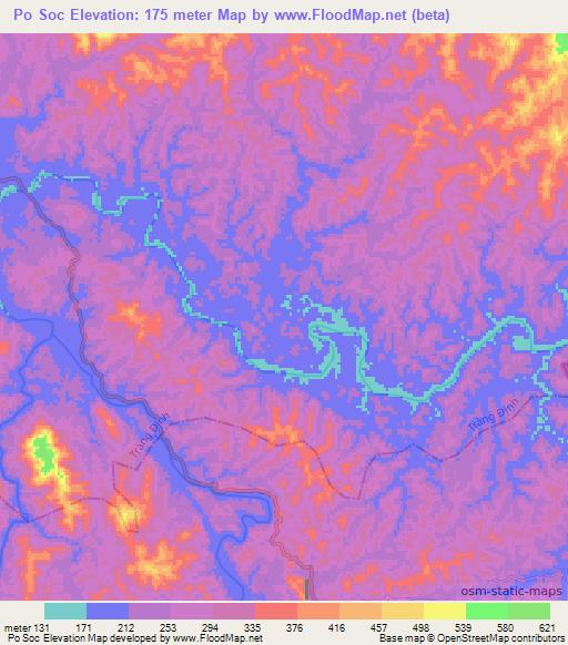 Po Soc,Vietnam Elevation Map