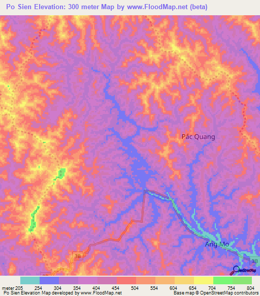 Po Sien,Vietnam Elevation Map