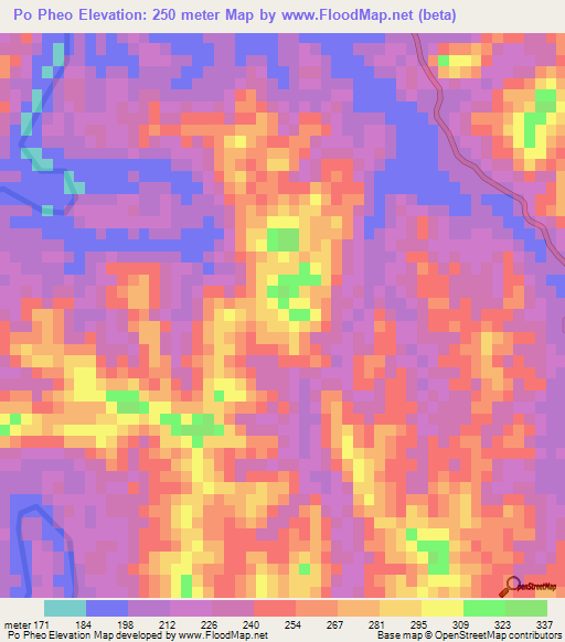 Po Pheo,Vietnam Elevation Map