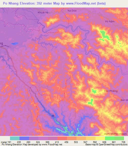 Po Nhang,Vietnam Elevation Map