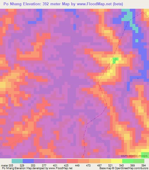 Po Nhang,Vietnam Elevation Map