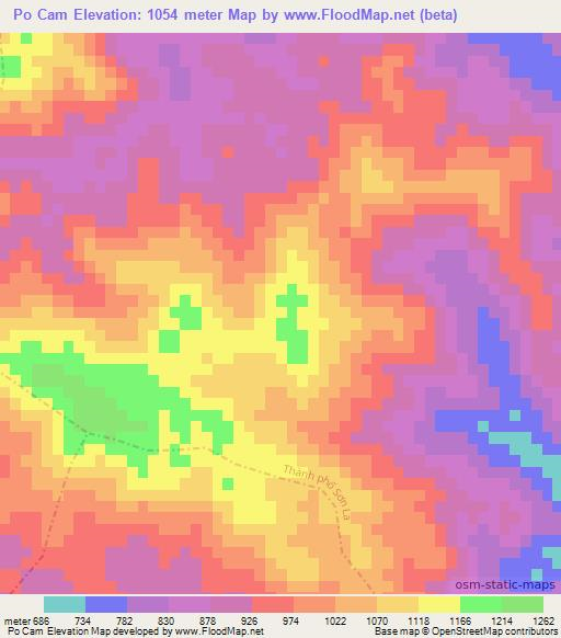 Po Cam,Vietnam Elevation Map