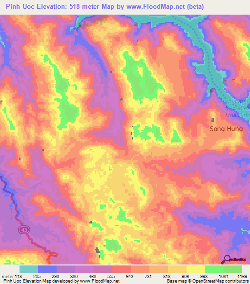 Pinh Uoc,Vietnam Elevation Map