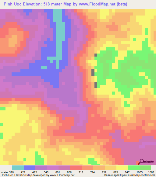 Pinh Uoc,Vietnam Elevation Map