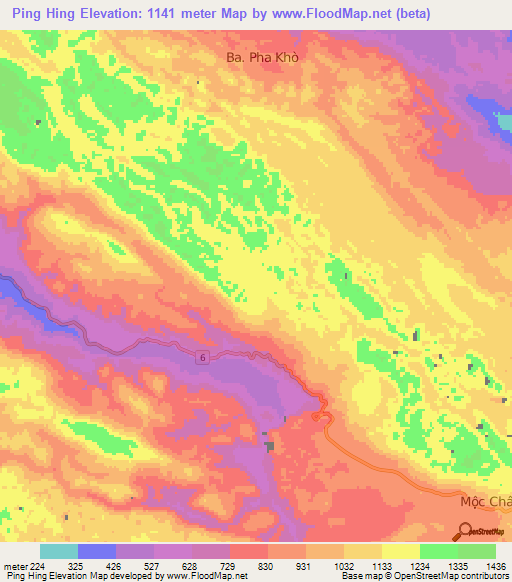 Ping Hing,Vietnam Elevation Map