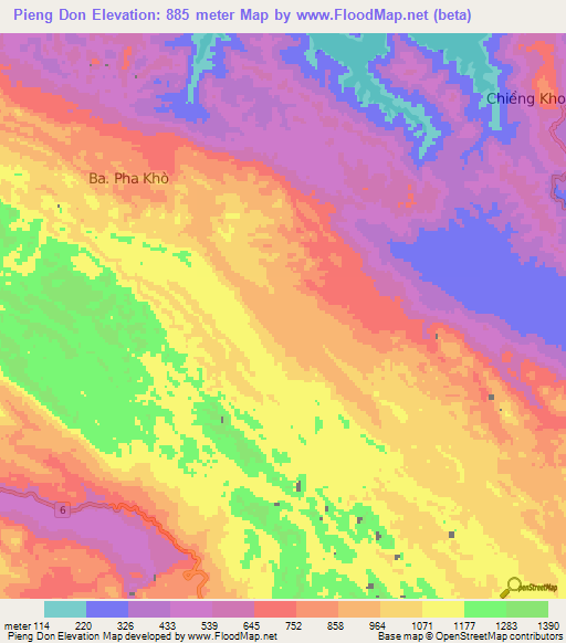 Pieng Don,Vietnam Elevation Map