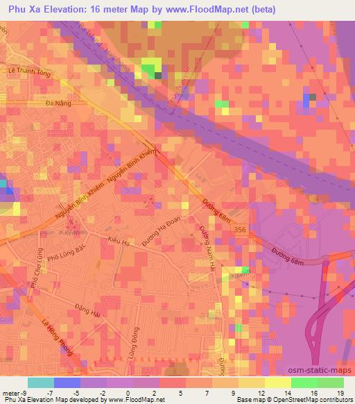 Phu Xa,Vietnam Elevation Map