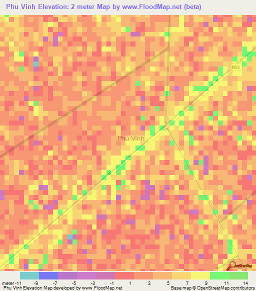 Phu Vinh,Vietnam Elevation Map