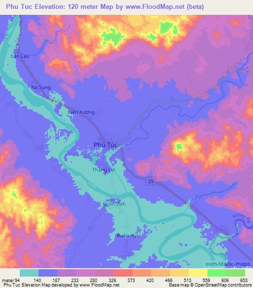 Phu Tuc,Vietnam Elevation Map