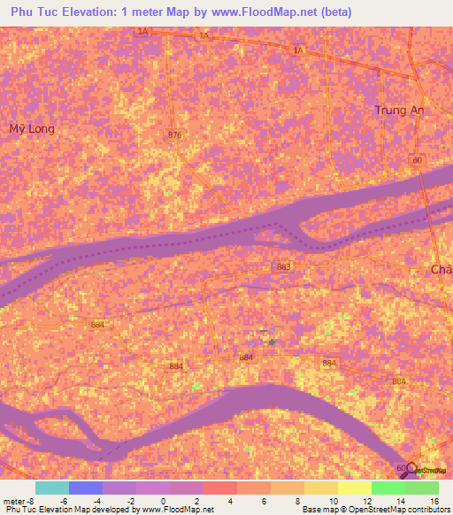 Phu Tuc,Vietnam Elevation Map