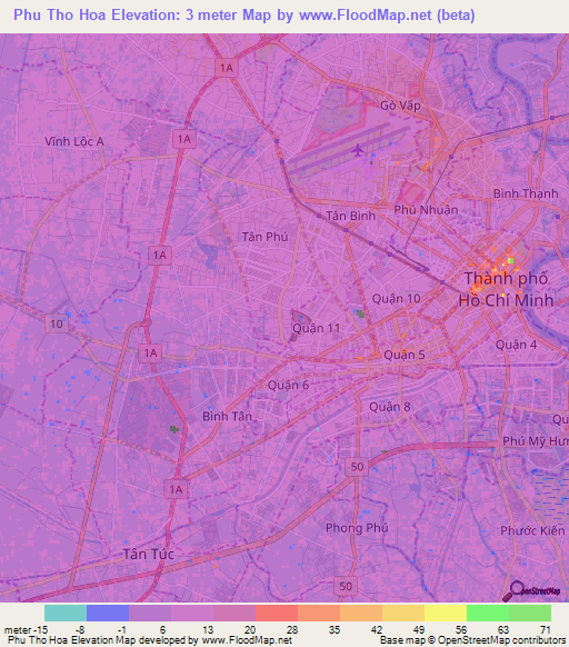 Phu Tho Hoa,Vietnam Elevation Map