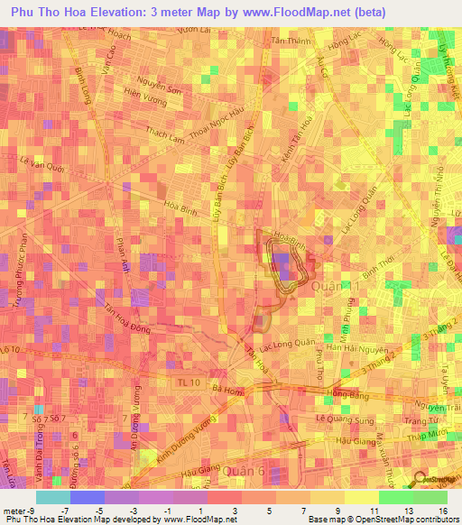 Phu Tho Hoa,Vietnam Elevation Map