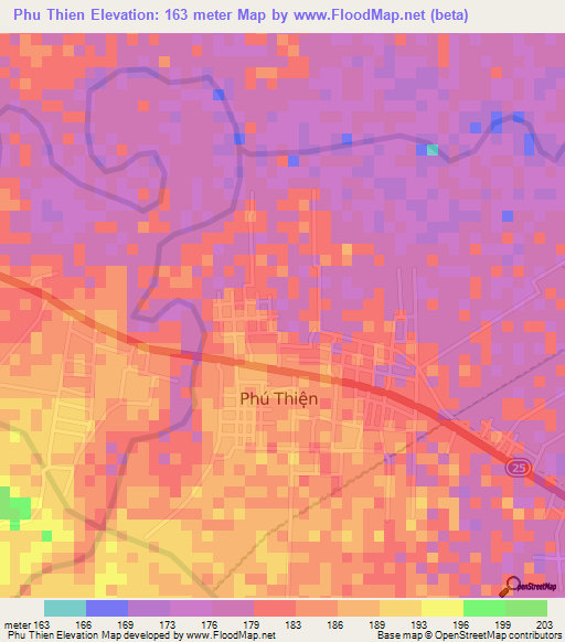 Phu Thien,Vietnam Elevation Map