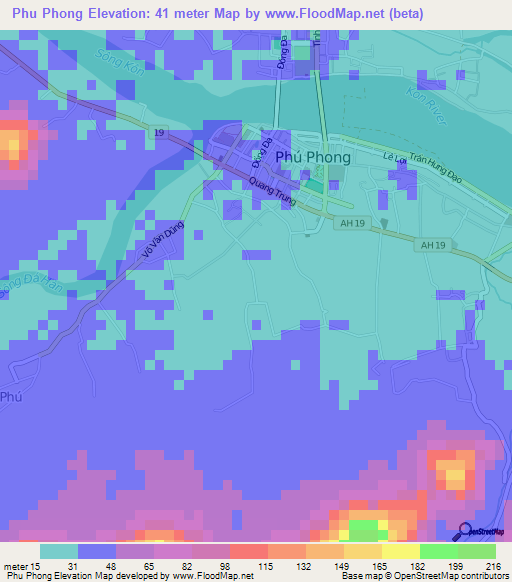 Phu Phong,Vietnam Elevation Map