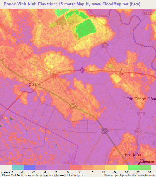 Phuoc Vinh Ninh,Vietnam Elevation Map