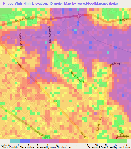 Phuoc Vinh Ninh,Vietnam Elevation Map