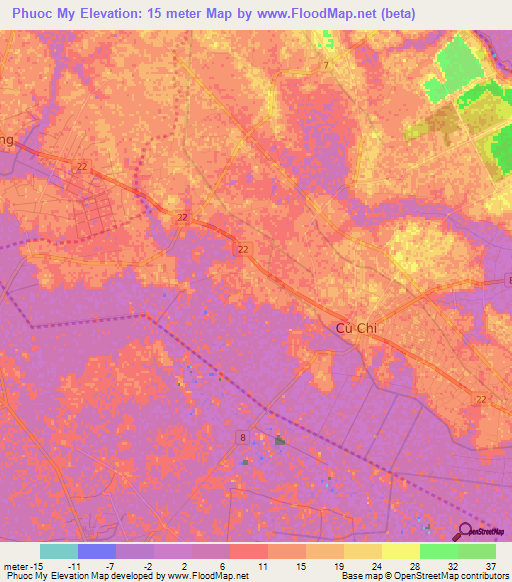 Phuoc My,Vietnam Elevation Map