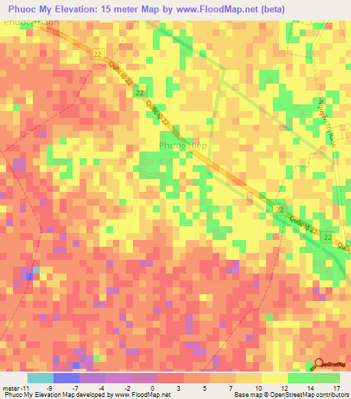 Phuoc My,Vietnam Elevation Map