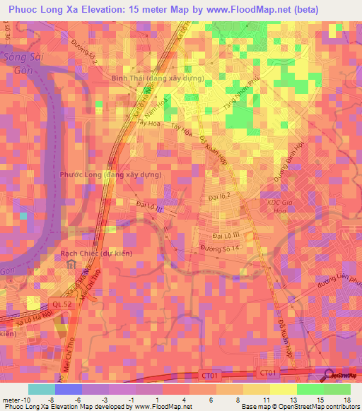 Phuoc Long Xa,Vietnam Elevation Map