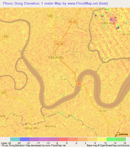 Phuoc Dong,Vietnam Elevation Map