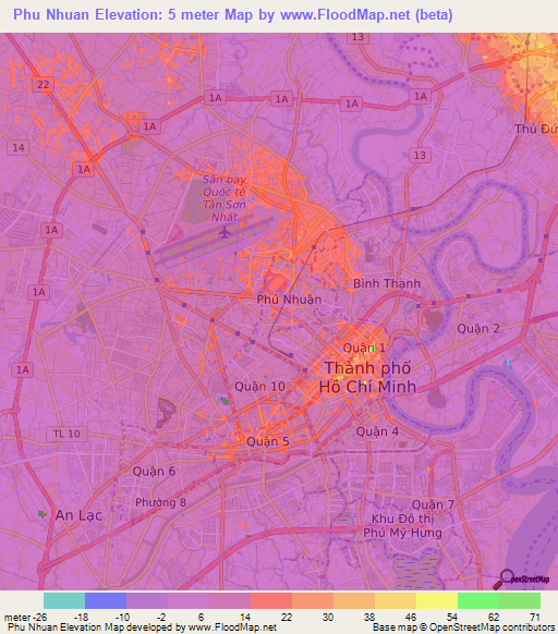 Phu Nhuan,Vietnam Elevation Map