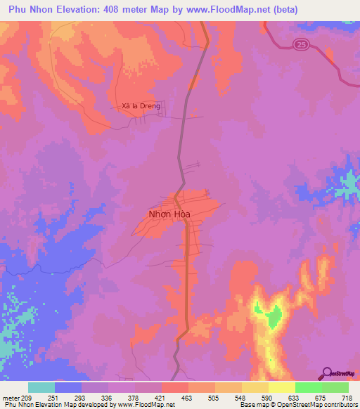 Phu Nhon,Vietnam Elevation Map