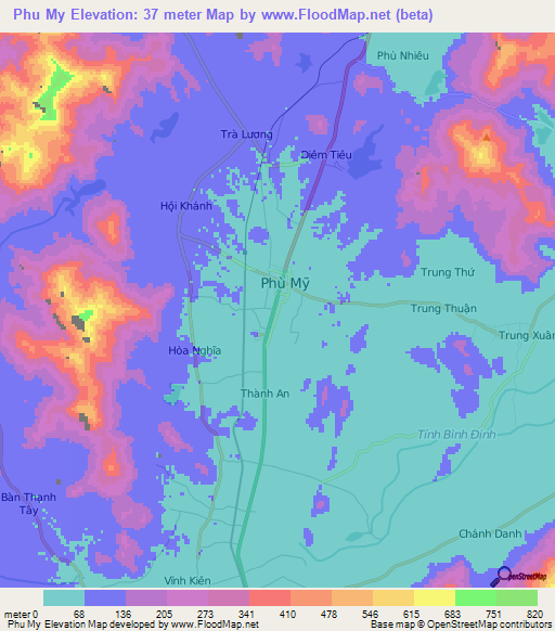 Phu My,Vietnam Elevation Map