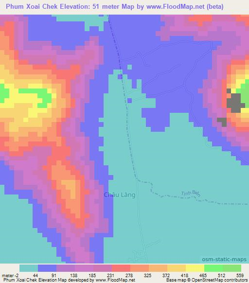 Phum Xoai Chek,Vietnam Elevation Map