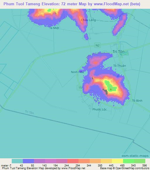 Phum Tuol Tameng,Vietnam Elevation Map