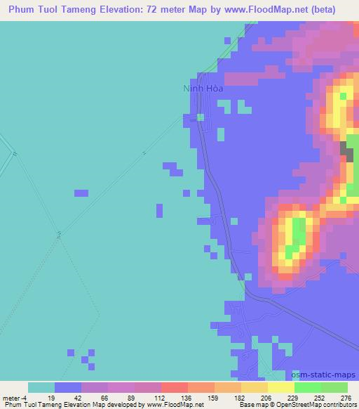 Phum Tuol Tameng,Vietnam Elevation Map