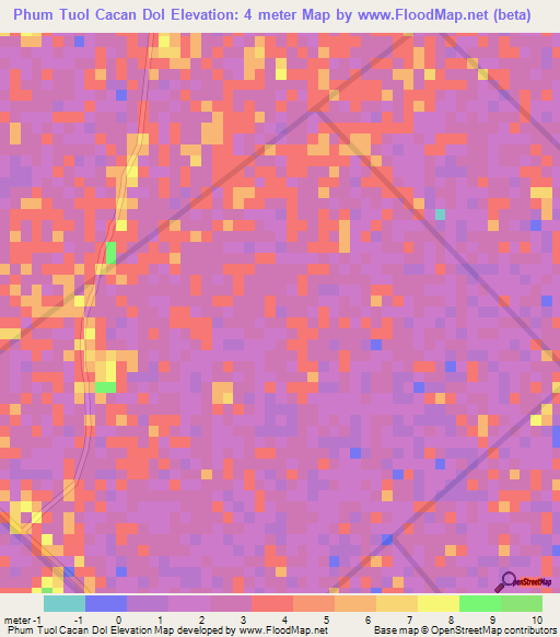 Phum Tuol Cacan Dol,Vietnam Elevation Map