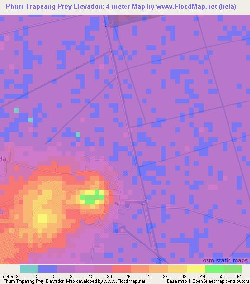 Phum Trapeang Prey,Vietnam Elevation Map