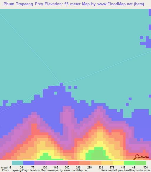 Phum Trapeang Prey,Vietnam Elevation Map