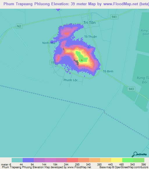 Phum Trapeang Phluong,Vietnam Elevation Map