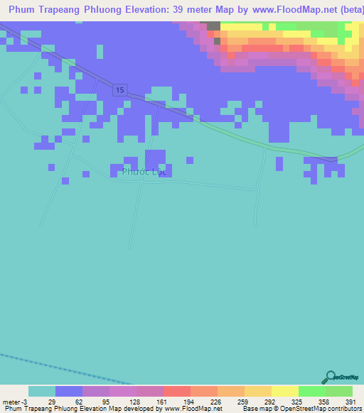 Phum Trapeang Phluong,Vietnam Elevation Map