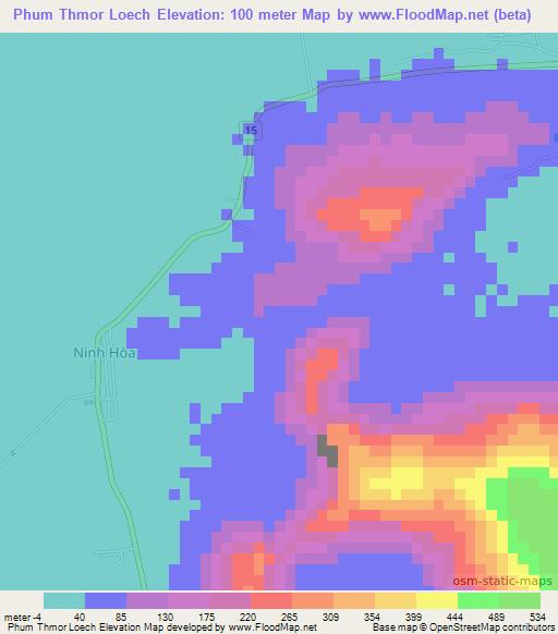 Phum Thmor Loech,Vietnam Elevation Map