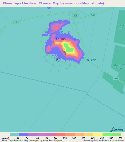 Phum Tapo,Vietnam Elevation Map