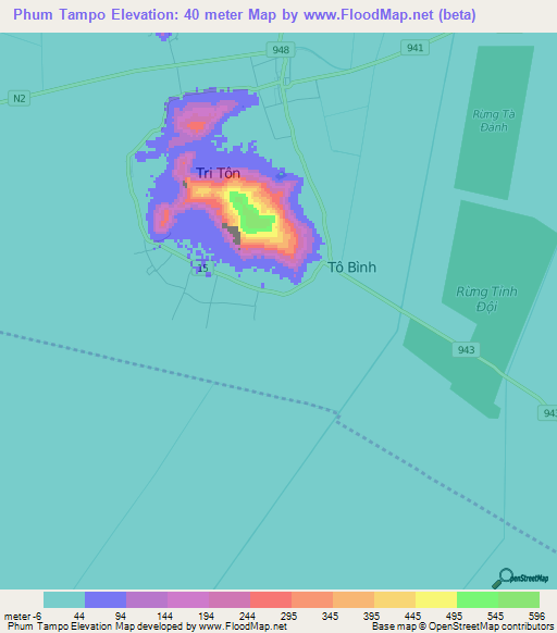 Phum Tampo,Vietnam Elevation Map