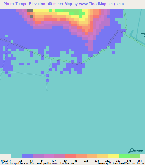 Phum Tampo,Vietnam Elevation Map